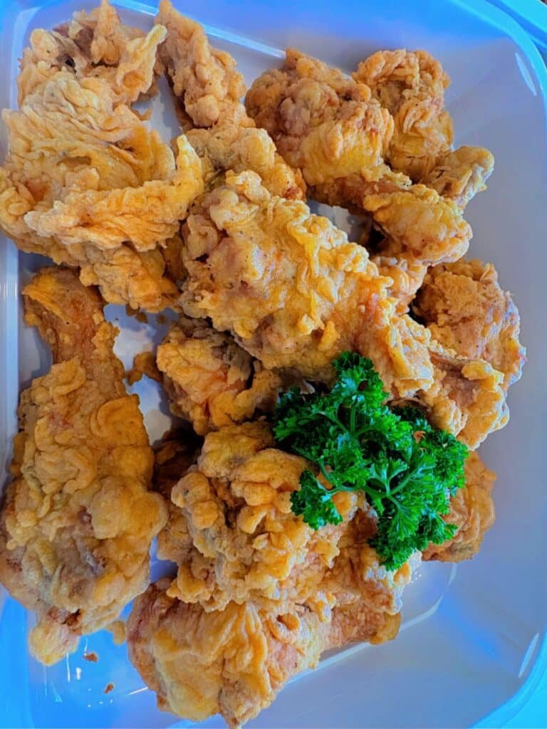 Cafe Esquinita party platter of crispy fried chicken