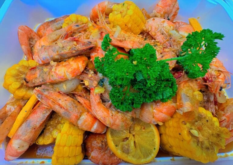 Cafe Esquinita party platter of buttered shrimps